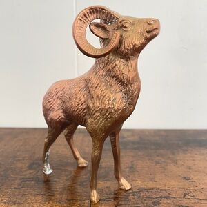 Vintage Solid Brass Bighorn Ram Figurine